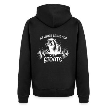 ECG Ermine Heart Line - Unisex Premium Organic Zip Hoodie - black - Back - Nico (187cm)