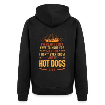 Hot Dog Adult I'm Glad I Don't - Unisex Premium Organic Zip Hoodie - black - Back - Nico (187cm)
