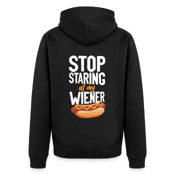Hot Dog Adult Humor Pun Naughty - Unisex Premium Bio Zip Hoodie - Schwarz - Hinten - Nico (187cm)