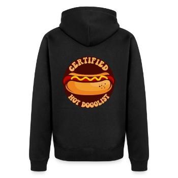 Hot Dog Adult Certified Hot - Unisex Premium Bio Zip Hoodie - Schwarz - Hinten - Nico (187cm)