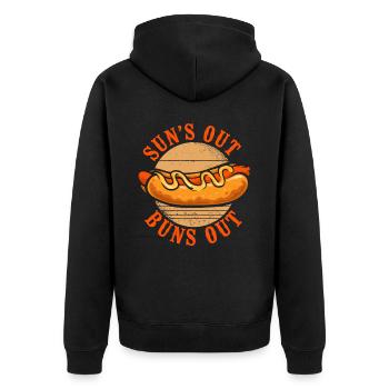 Hot Dog Adult Sun's Out Buns Out - Unisex Premium Organic Zip Hoodie - black - Back - Nico (187cm)