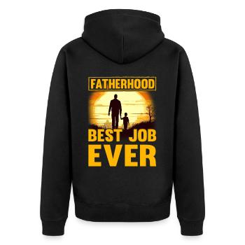 Vaterschaft bester Job aller Zeiten - Unisex Premium Bio Zip Hoodie - Schwarz - Hinten - Nico (187cm)