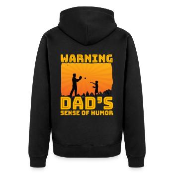 Warnung Papas Sinn für Humor - Unisex Premium Bio Zip Hoodie - Schwarz - Hinten - Nico (187cm)