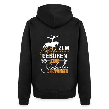 Loves Horse Vaulting Gift - Unisex Premium Organic Zip Hoodie - black - Back - Nico (187cm)