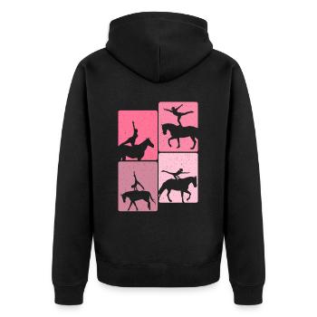 Liebt Pferd Voltigieren Geschenk - Unisex Premium Bio Zip Hoodie - Schwarz - Hinten - Nico (187cm)