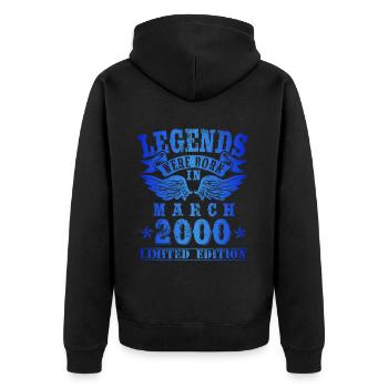 Legends were born in March 2000 Birthday - Unisex Premium Organic Zip Hoodie - black - Back - Nico (187cm)
