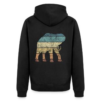 Elefant Spirit Tier Retro Liebe Vintage Design - Unisex Premium Bio Zip Hoodie - Schwarz - Hinten - Nico (187cm)