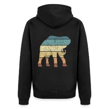 Elephant Spirit Animal Retro Vintage Design - Unisex Premium Organic Zip Hoodie - black - Back - Nico (187cm)
