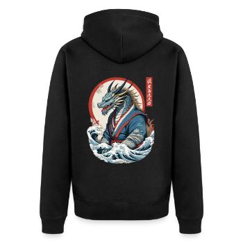 Drachen Anime Fan Japanischer Stil Vintage - Unisex Premium Bio Zip Hoodie - Schwarz - Hinten - Nico (187cm)