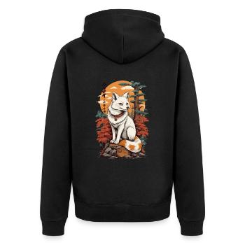 Masque Kitsune Japonais Anime Kawaii Renard Fantôme - Veste à capuche bio Premium Unisexe - noir - Dos - Nico (187cm)