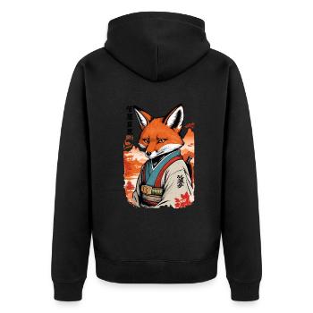 Yokai renard kawaii vintage de style ukiyo-e - Veste à capuche bio Premium Unisexe - noir - Dos - Nico (187cm)