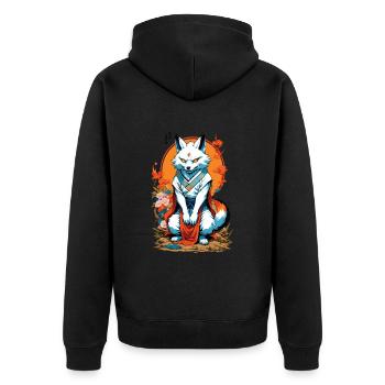 Masque Kitsune Japonais Anime Kawaii Renard Fantôme - Veste à capuche bio Premium Unisexe - noir - Dos - Nico (187cm)