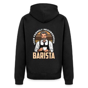 Barista Votre sympathique voisinage Café Préparation - Veste à capuche bio Premium Unisexe - noir - Dos - Nico (187cm)