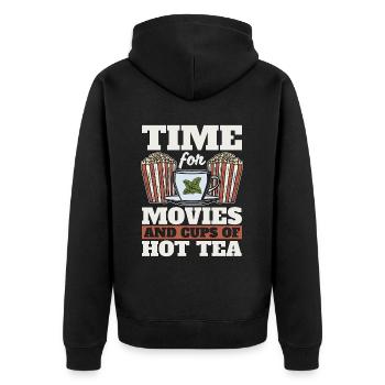 Hot Tea Time For Movies And Cups Of Herbal Tea - Unisex Premium Organic Zip Hoodie - black - Back - Nico (187cm)
