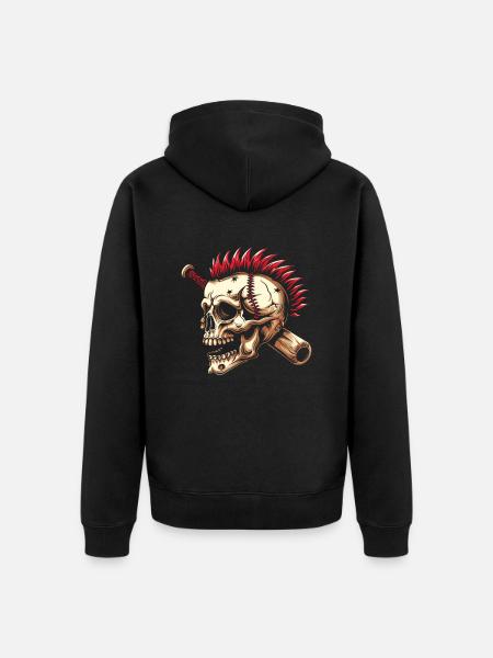 Baseball Skull Iroquois - Unisex Premium Organic Zip Hoodie - black