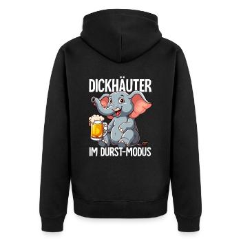 Elefant Bier - Unisex Premium Bio Zip Hoodie - Schwarz - Hinten - Nico (187cm)