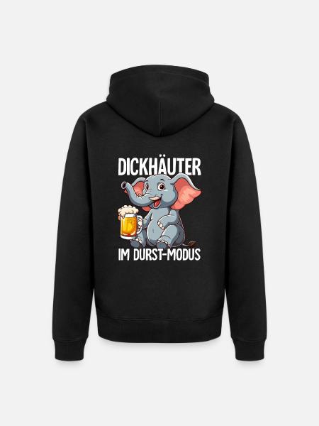 Elefant Bier - Unisex Premium Bio Zip Hoodie - Schwarz