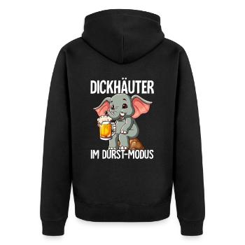 Elefant Bier - Unisex Premium Bio Zip Hoodie - Schwarz - Hinten - Nico (187cm)