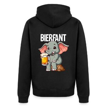 Bierfant Elefant Bier - Unisex Premium Bio Zip Hoodie - Schwarz - Hinten - Nico (187cm)
