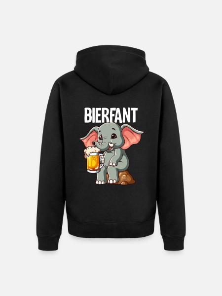 Bierfant Elefant Bier - Unisex Premium Bio Zip Hoodie - Schwarz