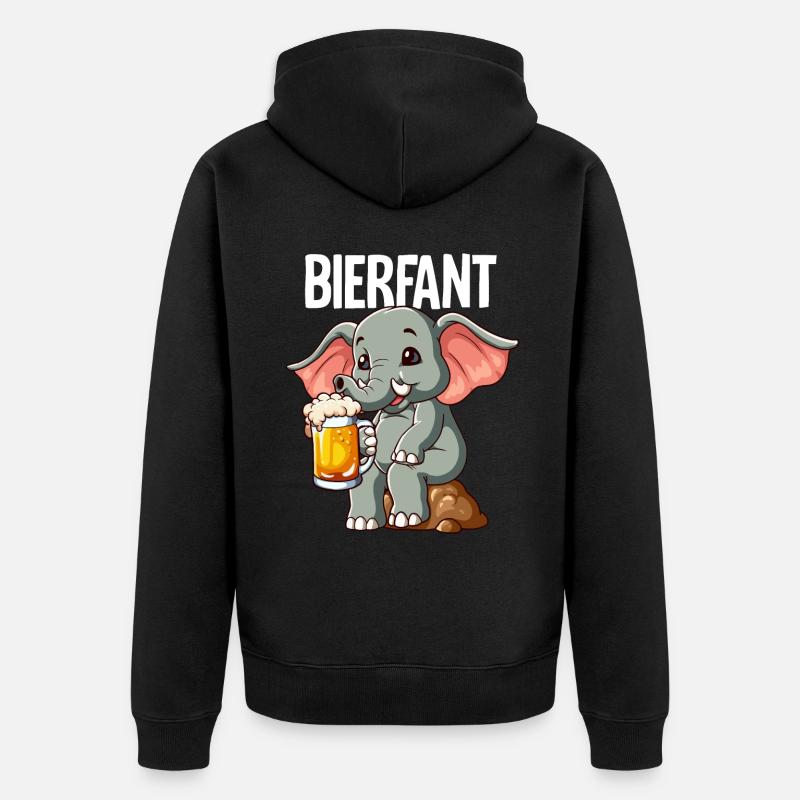 Bierfant Elefant Bier - Unisex Premium Bio Zip Hoodie - Schwarz