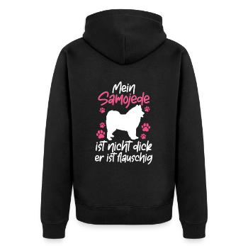 Samojede ist nicht dick Samojedenspitz Samojede - Unisex Premium Bio Zip Hoodie - Schwarz - Hinten - Nico (187cm)