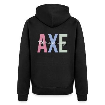 Axt-Werfer - Unisex Premium Bio Zip Hoodie - Schwarz - Hinten - Nico (187cm)