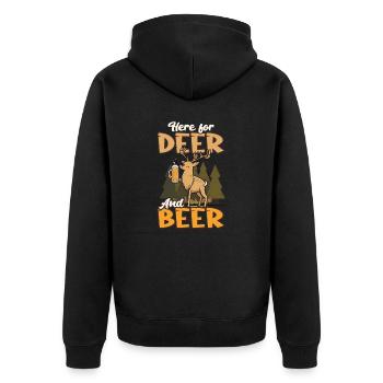 Jäger für Bier und Hirsche - Unisex Premium Bio Zip Hoodie - Schwarz - Hinten - Nico (187cm)