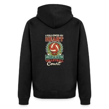 Volleyballspieler folgte Heart Let Me Court - Unisex Premium Bio Zip Hoodie - Schwarz - Hinten - Nico (187cm)