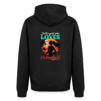 Volleyball Player Girl Loves Volleyball - Unisex Premium Organic Zip Hoodie - black - Back - Nico (187cm)