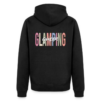 Weiblicher Glamper Camping - Unisex Premium Bio Zip Hoodie - Schwarz - Hinten - Nico (187cm)