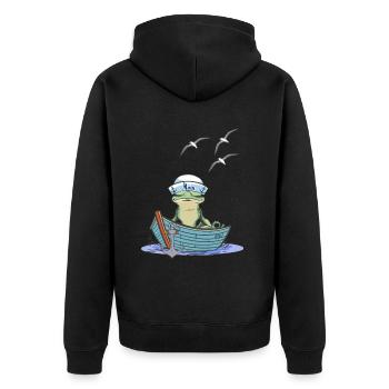 frog sailor sailor boat toad frogs - Unisex Premium Organic Zip Hoodie - black - Back - Nico (187cm)