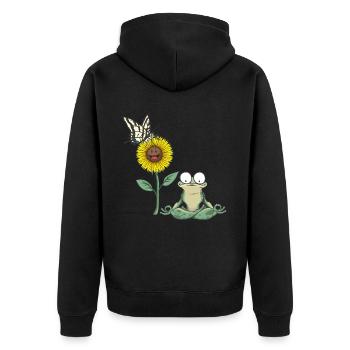 Grenouille, Grenouilles, Crapaud, Amphibien - Veste à capuche bio Premium Unisexe - noir - Dos - Nico (187cm)