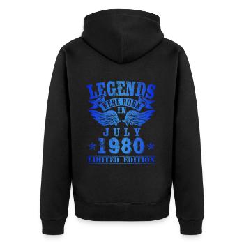 Legends were born in Juli 1980 Geburtstag - Unisex Premium Bio Zip Hoodie - Schwarz - Hinten - Nico (187cm)