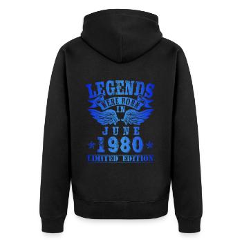 Legends were born in Juni 1980 Geburtstag - Unisex Premium Bio Zip Hoodie - Schwarz - Hinten - Nico (187cm)