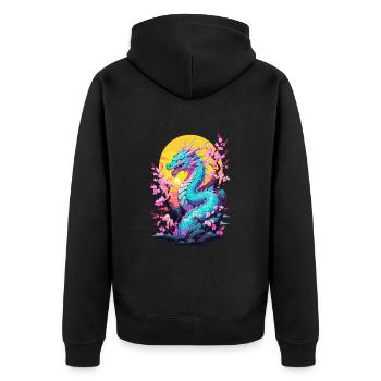 Dragon Anime Style japonais Vintage Esthétique - Veste à capuche bio Premium Unisexe - noir - Dos - Nico (187cm)