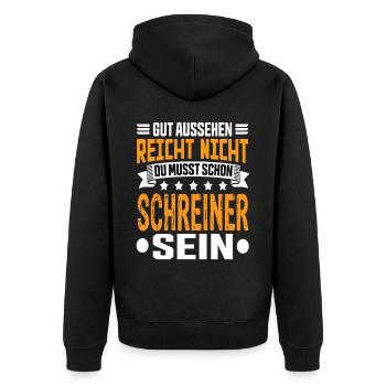 Schreiner Schreinermeister Schreinerei Schreiner - Unisex Premium Bio Zip Hoodie - Schwarz - Hinten - Nico (187cm)