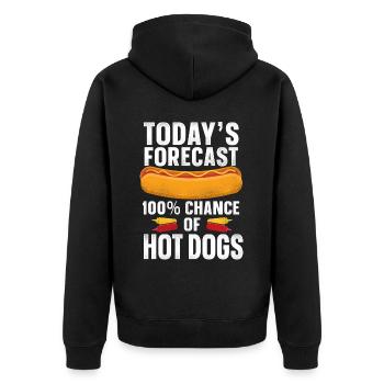 Hot Dog Adult Today's Forecast: - Unisex Premium Bio Zip Hoodie - Schwarz - Hinten - Nico (187cm)