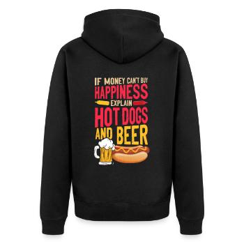 Hot Dog Adult Beer If Money Can't - Unisex Premium Bio Zip Hoodie - Schwarz - Hinten - Nico (187cm)