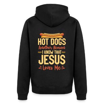 Hot Dog Adult Jesus Faith - Unisex Premium Organic Zip Hoodie - black - Back - Nico (187cm)