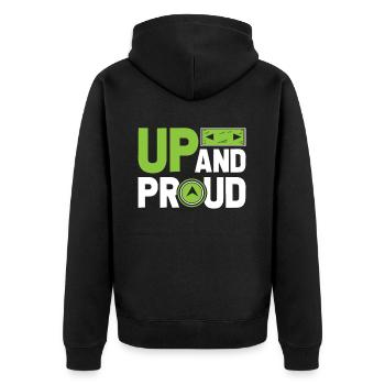 Fahrstuhl Aufzug - Unisex Premium Bio Zip Hoodie - Schwarz - Hinten - Nico (187cm)