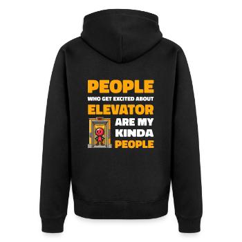 Elevator Elevator - Unisex Premium Organic Zip Hoodie - black - Back - Nico (187cm)