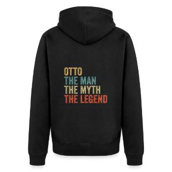 Otto the man the myth - Unisex Premium Bio Zip Hoodie - Schwarz - Hinten - Nico (187cm)