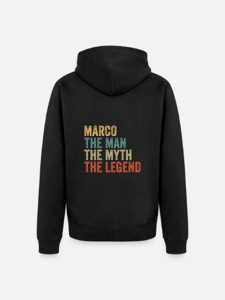 Marco the man the myth - Unisex Premium Organic Zip Hoodie - black