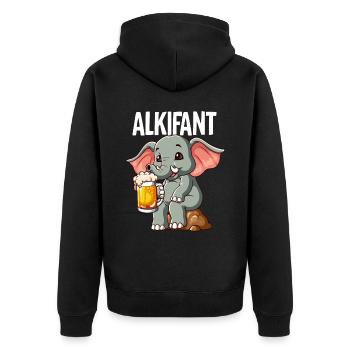 Alkifant Elefant Bier - Unisex Premium Bio Zip Hoodie - Schwarz - Hinten - Nico (187cm)