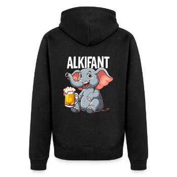 Alkifant Elefant Bier - Unisex Premium Bio Zip Hoodie - Schwarz - Hinten - Nico (187cm)