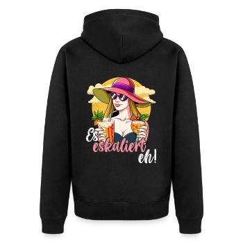 Es Eskaliert Eh - Unisex Premium Bio Zip Hoodie - Schwarz - Hinten - Nico (187cm)