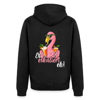 Es Eskaliert Eh - Unisex Premium Bio Zip Hoodie - Schwarz - Hinten - Nico (187cm)