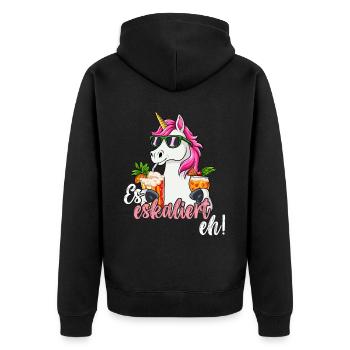 Es Eskaliert Eh - Unisex Premium Bio Zip Hoodie - Schwarz - Hinten - Nico (187cm)