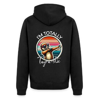 Lustige Marder Sprüche - Unisex Premium Bio Zip Hoodie - Schwarz - Hinten - Nico (187cm)